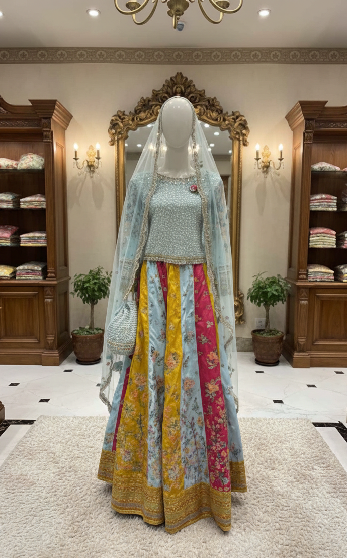 Royal Multicolor Rao Silk Lehenga