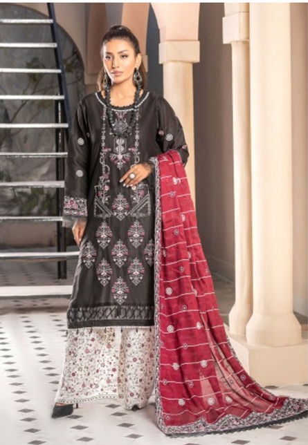 Black Rose Embroidered Ensemble