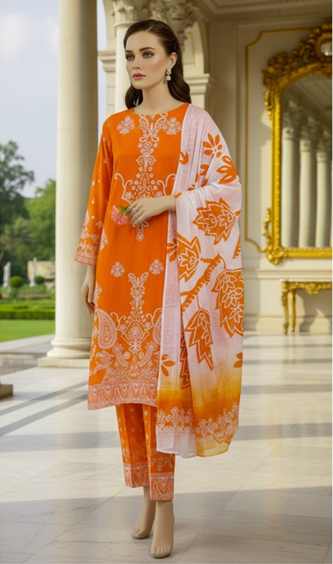 Stiched Printed Lawn Suit with Printed Dupatta