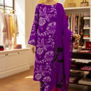 Digital Premium Lawn Suit with Printed Voil Dupatta – Bana Dora