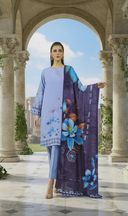 Stiched Digital Lawn Suit with Printed Lawn Dupatta – Bana Dora