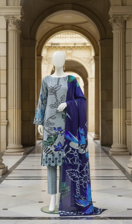 Digital Lawn Suit with Printed Lawn Dupatta – Bana Dora