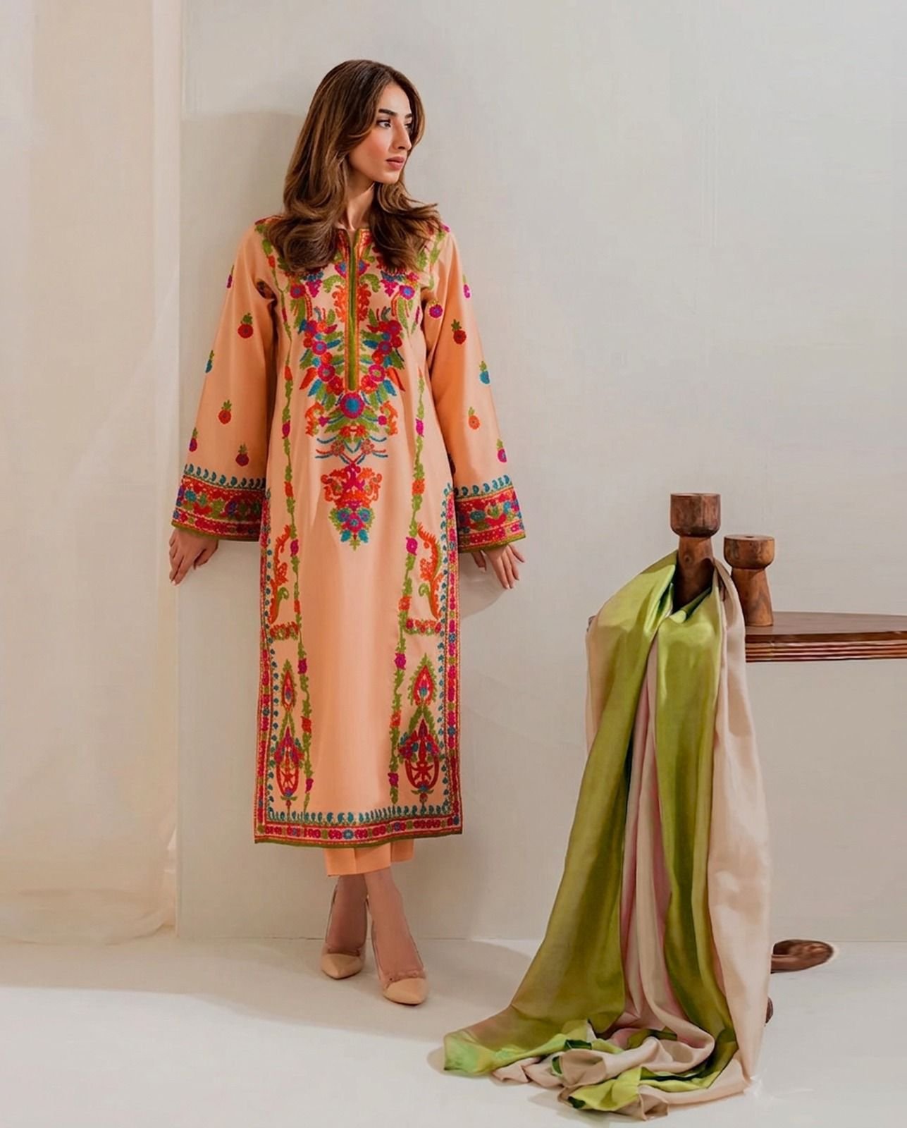 Peach Blossom Embroidered Luxury Suit
