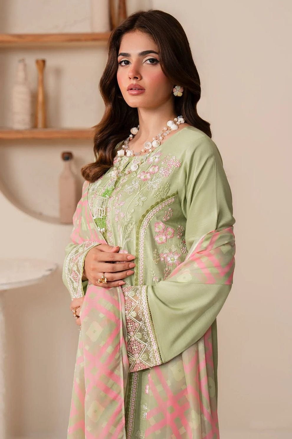 Mint Bloom Luxury Embroidered Suit - Image 4