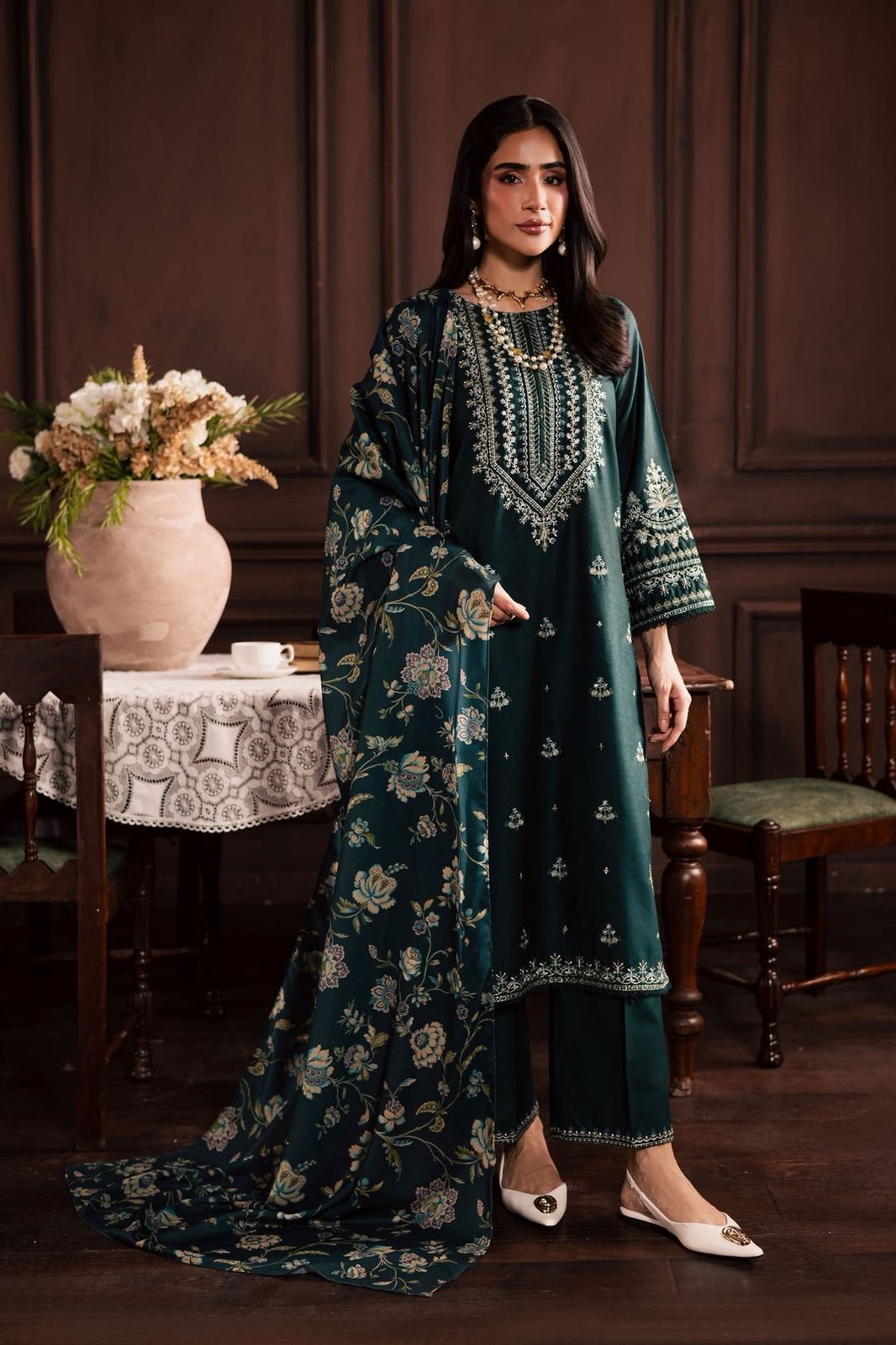 Emerald Blossom – Luxury Heritage Embroidered & Floral Print Suit